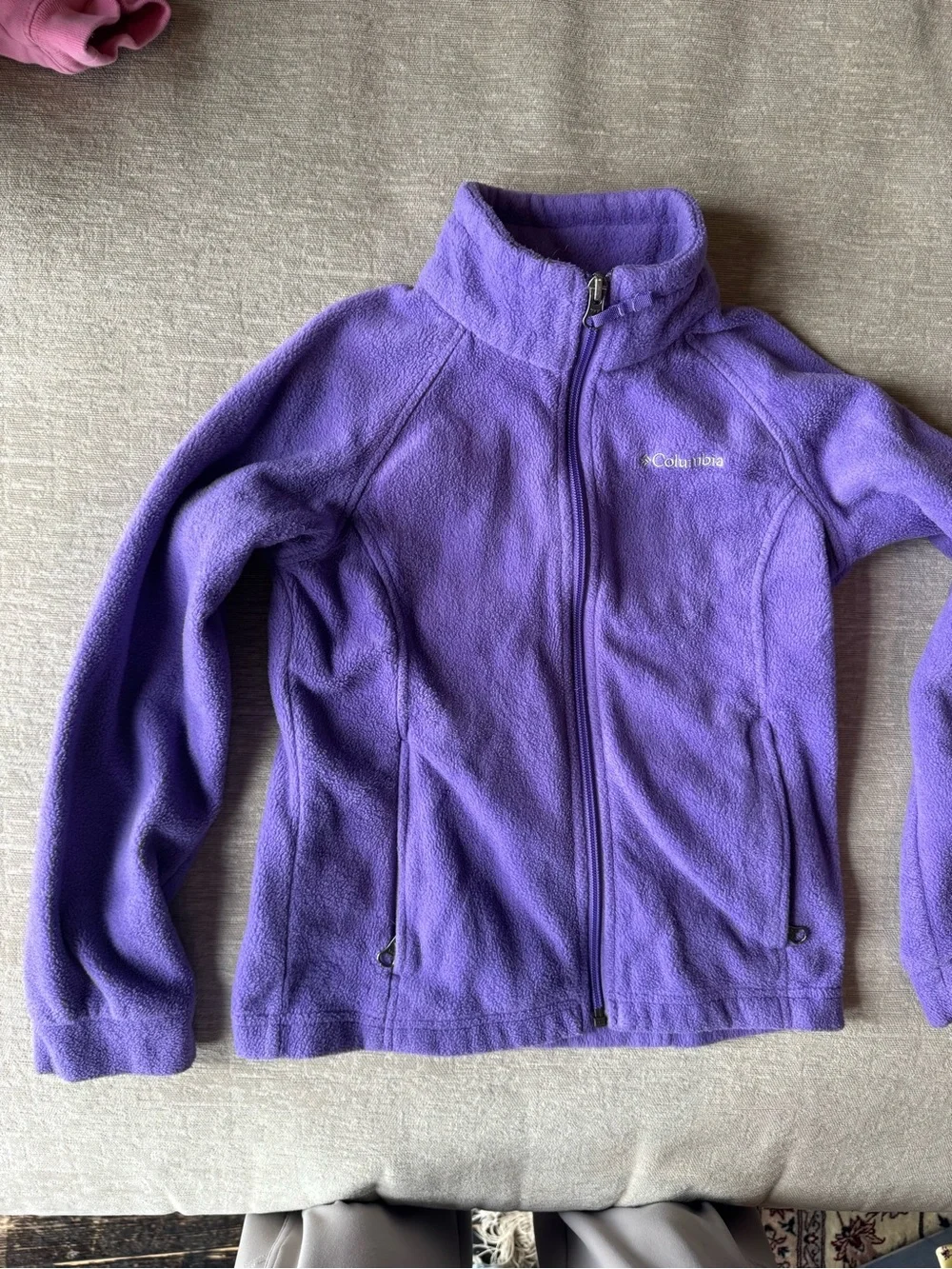 Columbia Girls Purple Fleece Jacket Size 7/8 Small Full Zip Outdoor